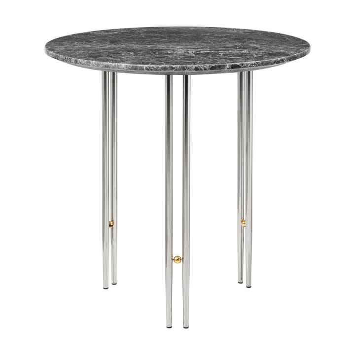 Table basse IOI Ø50 cm - Chrome-laiton-marbre gris - GUBI