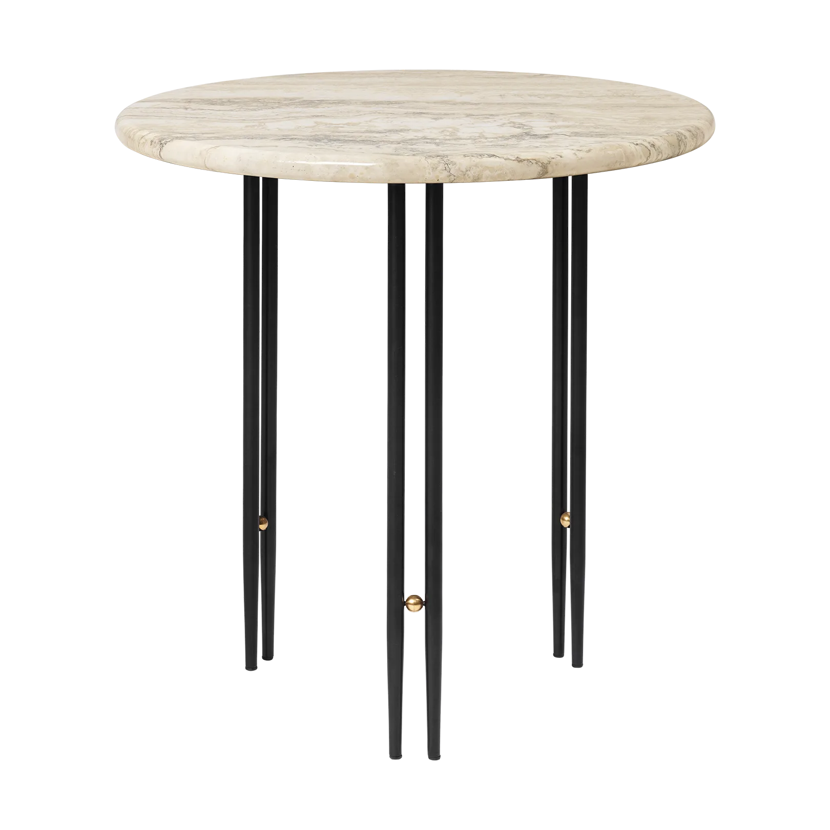 Table basse IOI Ø50 cm, Noir - laiton - marbre beige GUBI
