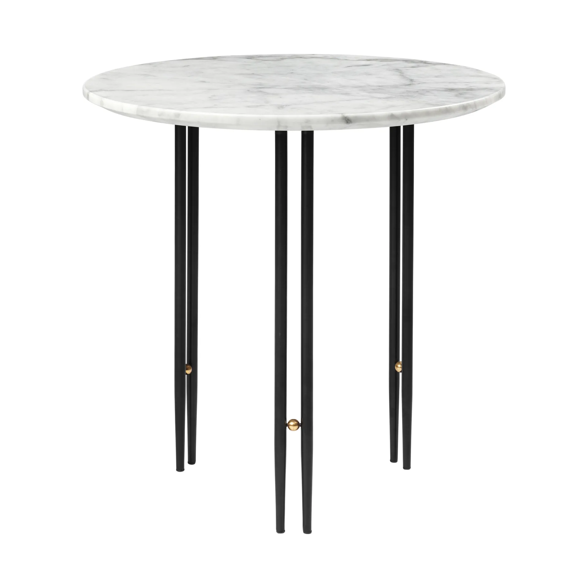 Table basse IOI Ø50 cm, Noir-laiton-marbre blanc GUBI