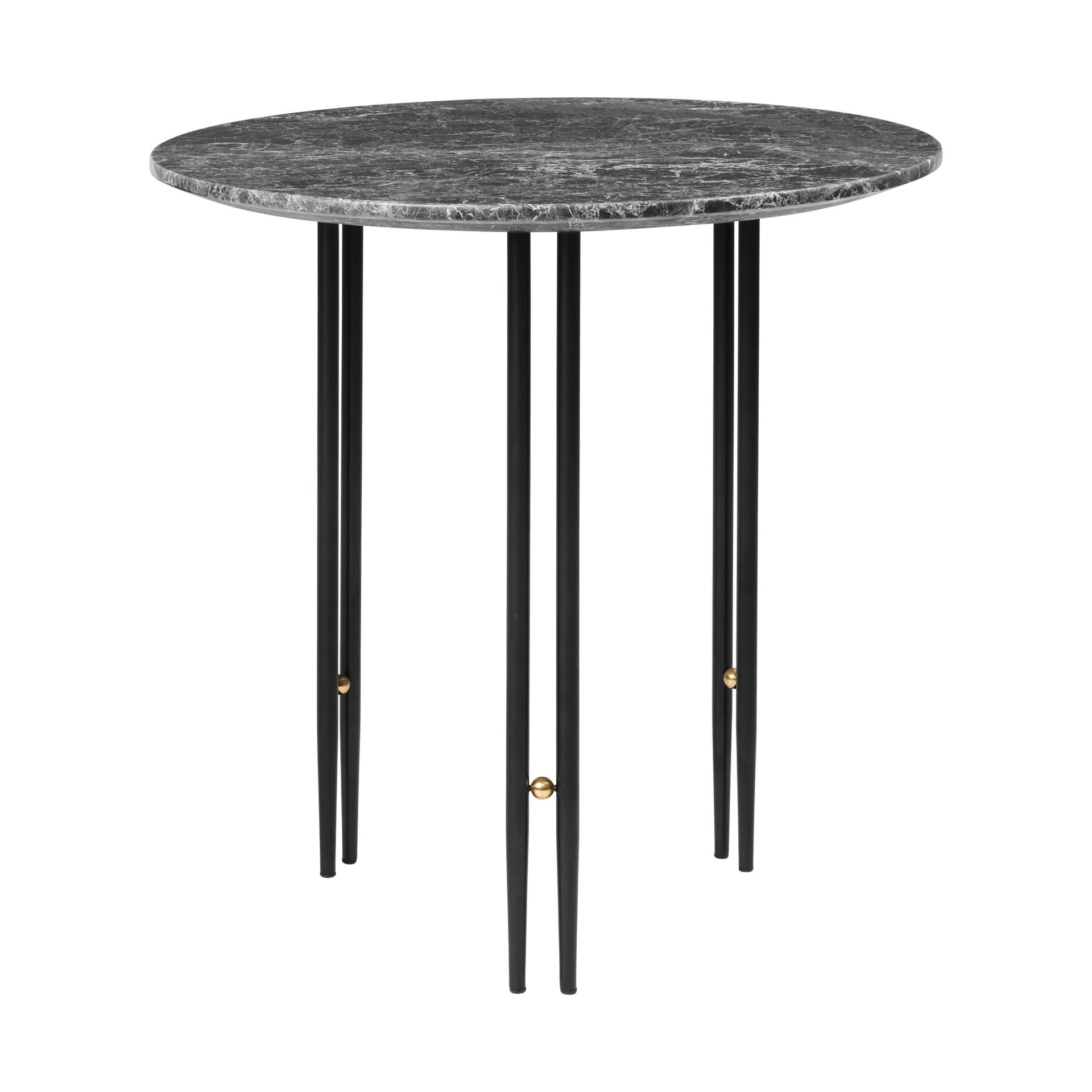 Table basse IOI Ø50 cm, Noir-laiton-marbre gris GUBI