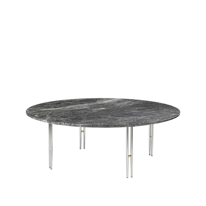 Table basse IOI - grey emperador marble, ø110, structure chromée - Gubi