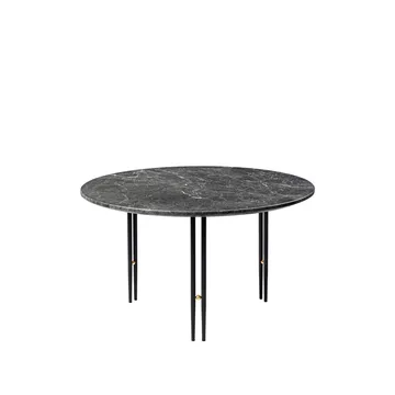 Table basse IOI - grey emperador marble, ø70, structure noire - GUBI