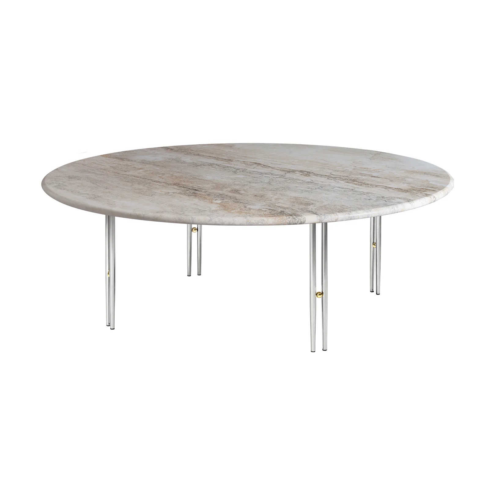 Table basse IOI, Marbre beige - supports chrome ø100 cm GUBI