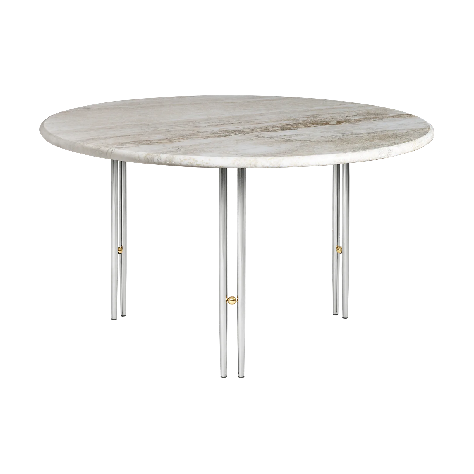 Table basse IOI, Marbre beige - supports chrome ø70 cm GUBI