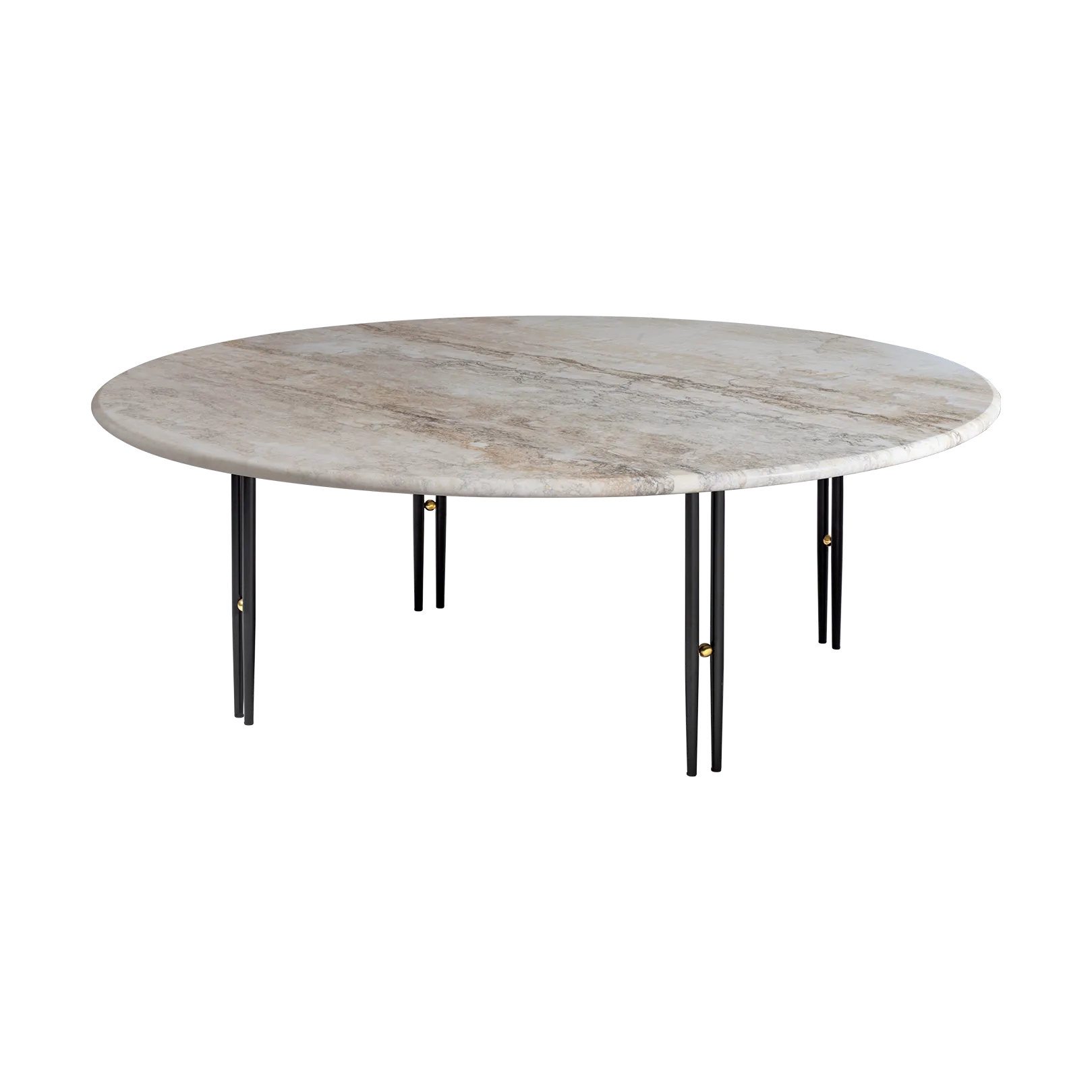Table basse IOI, Marbre beige - supports noirs ø100 cm GUBI