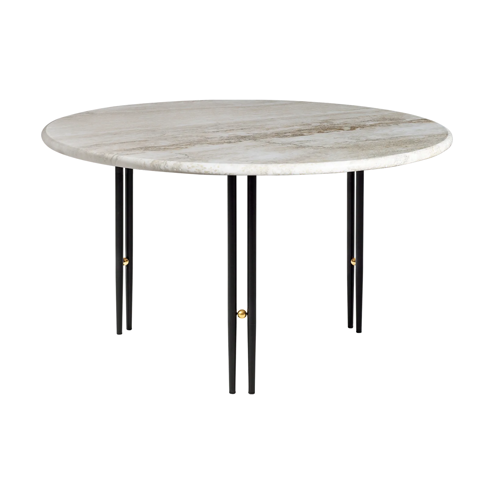 Table basse IOI, Marbre beige - supports noirs ø70 cm GUBI