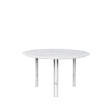 Table basse IOI - White carrara marble-ø70-chrome - GUBI
