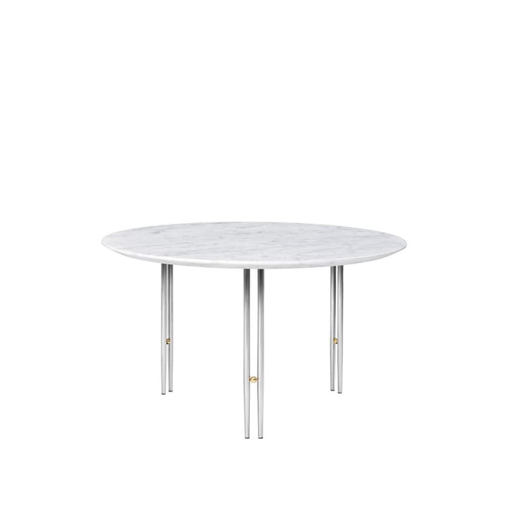 Table basse IOI - White carrara marble-ø70-chrome - GUBI