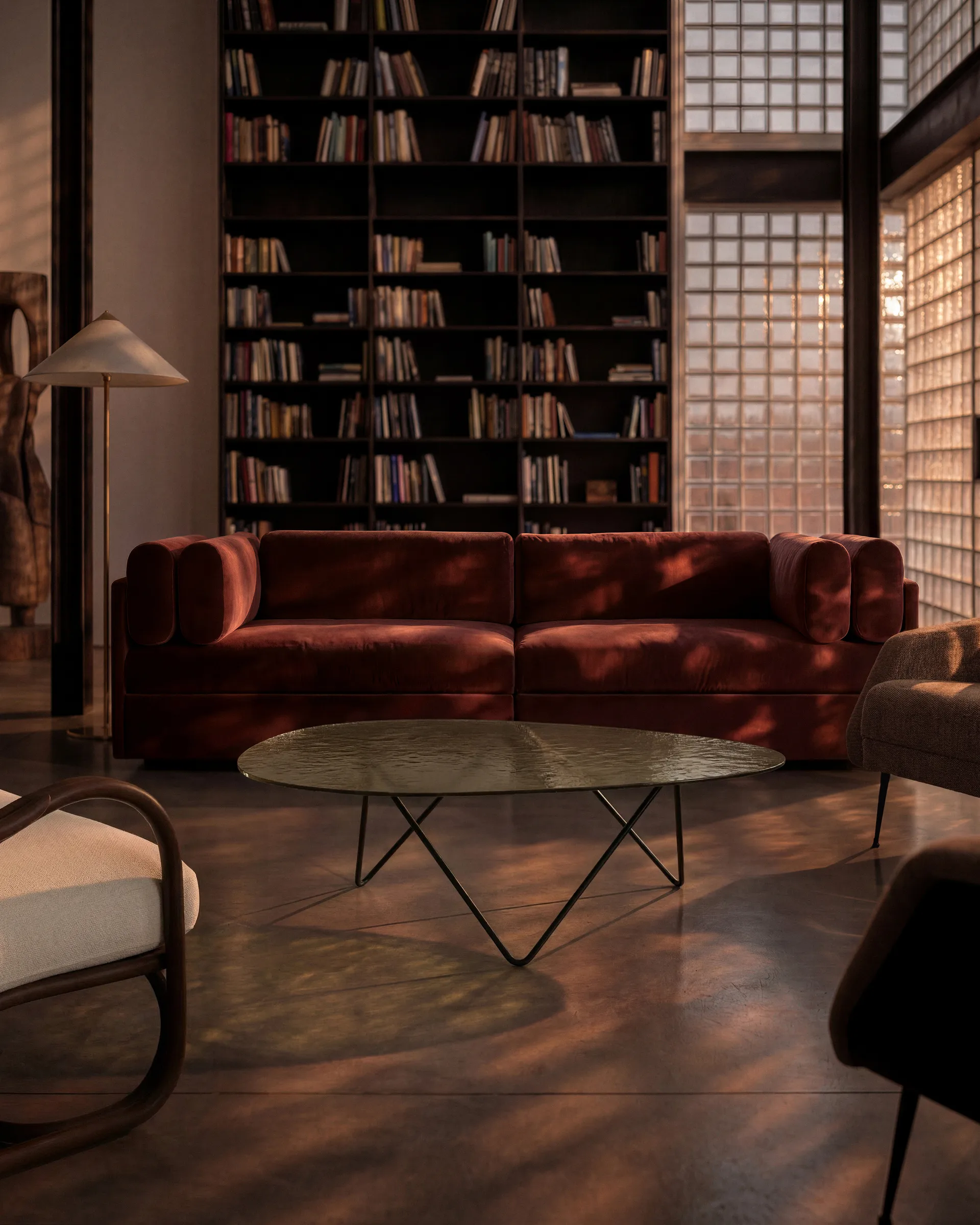 Table basse Pedrera, Noir semi-mat-verre structuré transparent GUBI