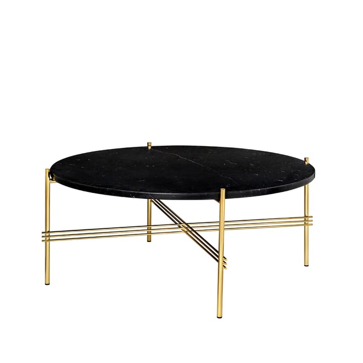 Table basse TS Round - black marquina marble, ø80, structure en laiton - GUBI