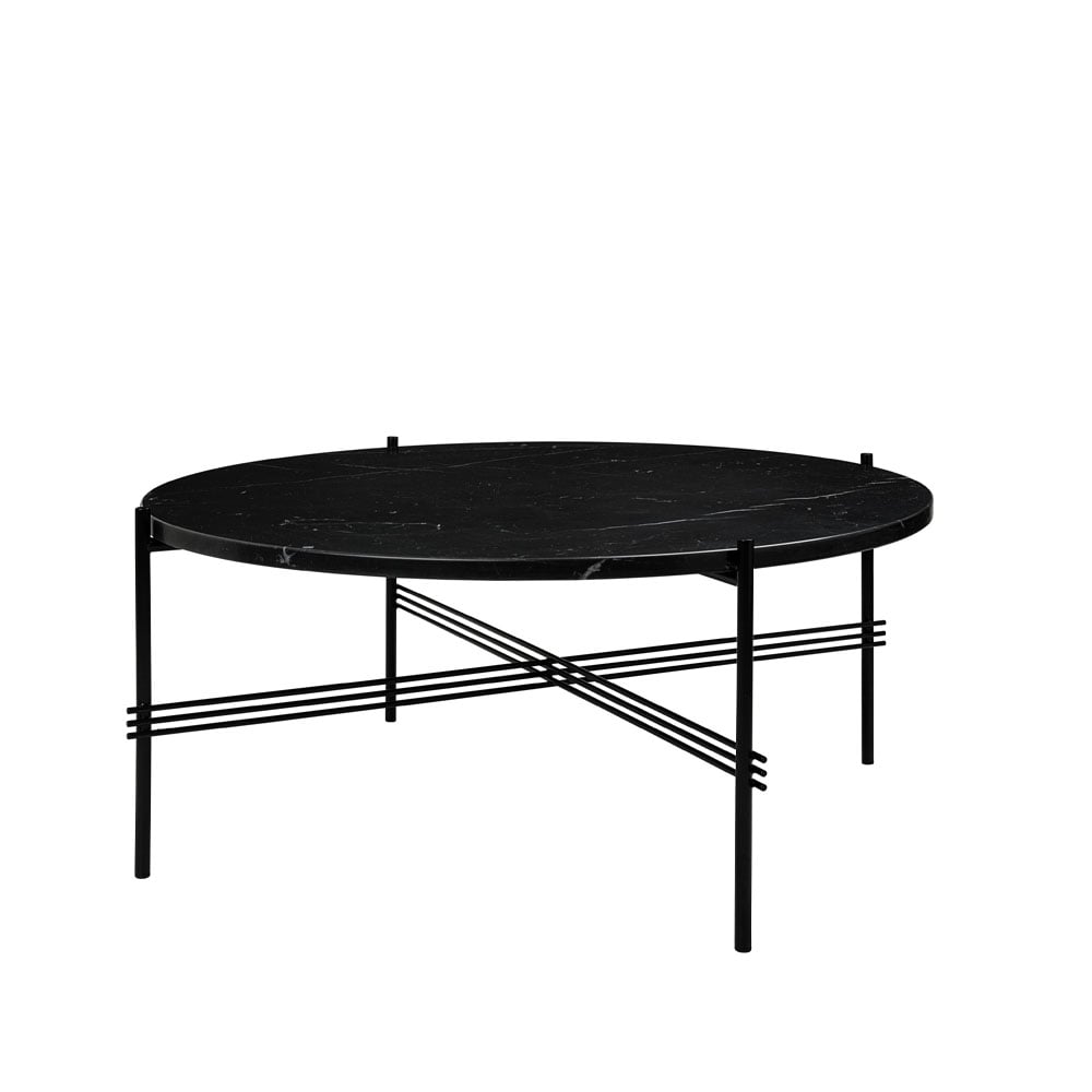 GUBI Table basse TS Round black marquina marble, 80, structure noire
