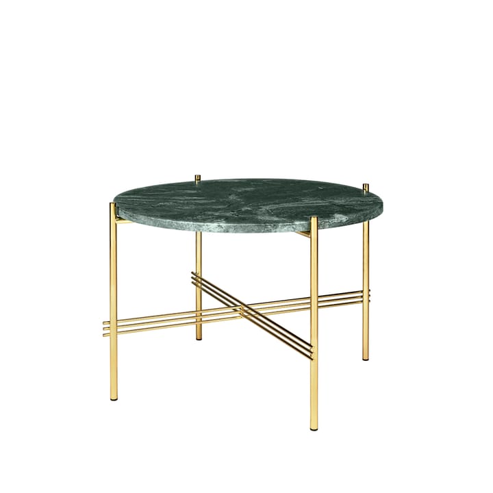 Table basse TS Round - green guatemala marble, ø55, structure en laiton - GUBI