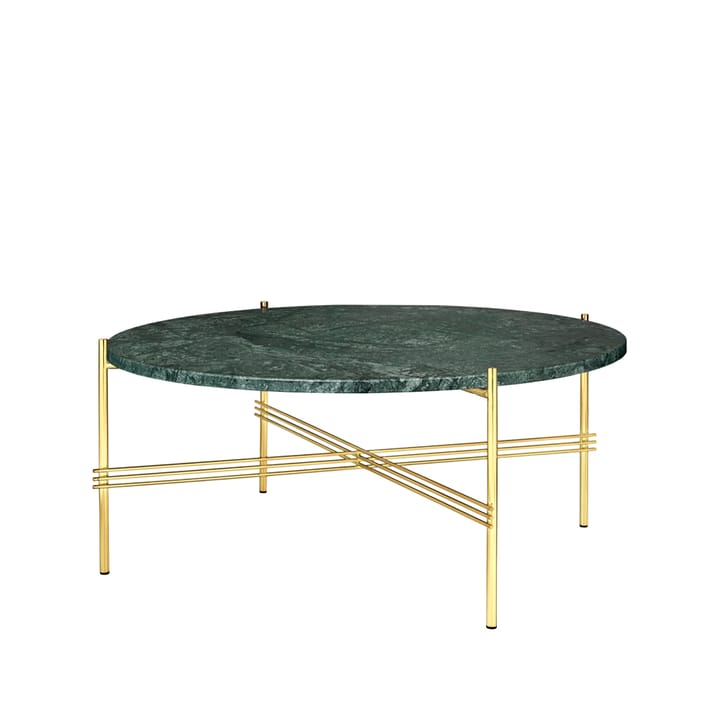 Table basse TS Round - green guatemala marble, ø80, structure en laiton - GUBI