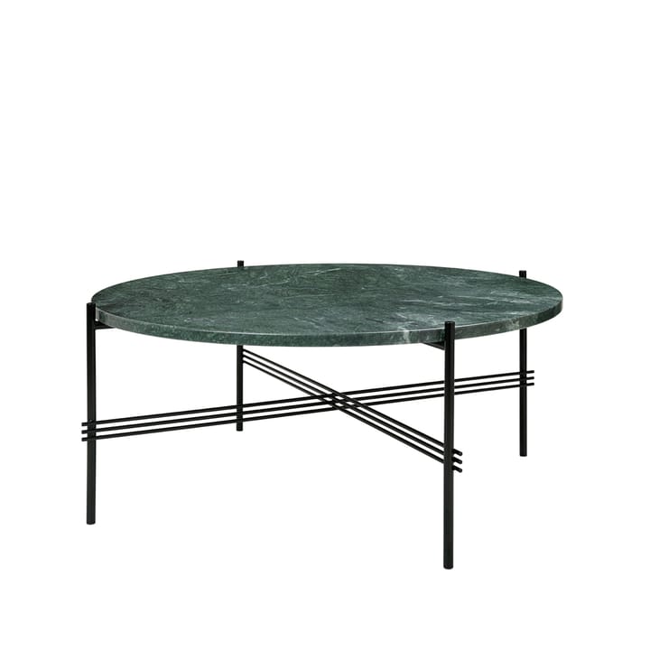 Table basse TS Round - green guatemala marble, ø80, structure noire - GUBI