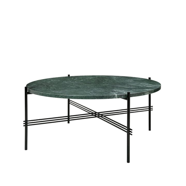 Table basse TS Round - green guatemala marble, ø80, structure noire - Gubi