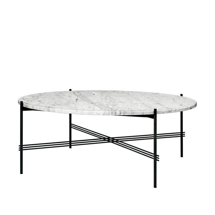 Table basse TS Round - white carrara marble, ø105, structure noire - GUBI