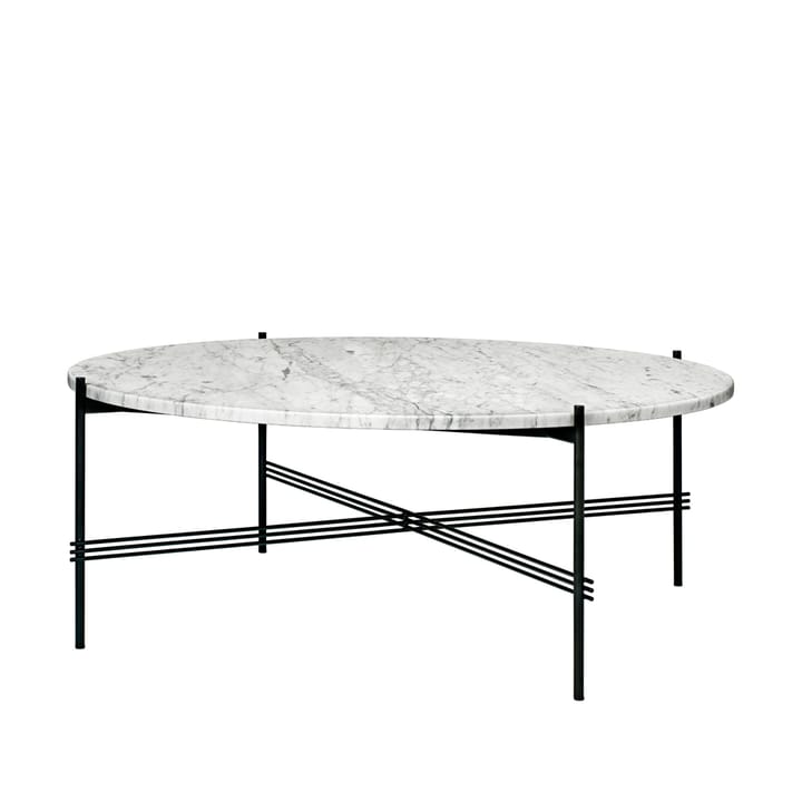 Table basse TS Round - white carrara marble, ø105, structure noire - Gubi