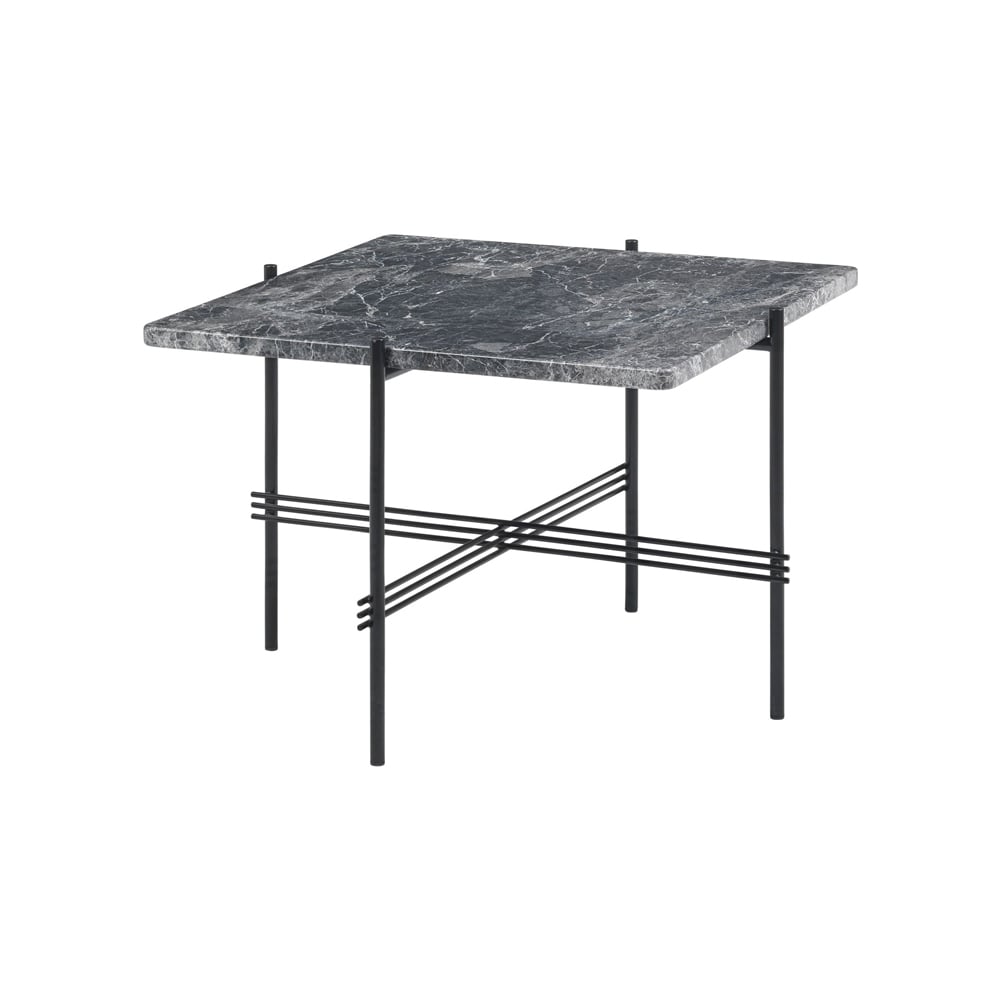 GUBI Table basse TS Square grey emperador marble, 55x55 cm, structure noire