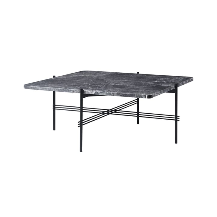 Table basse TS Square - grey emperador marble, 80x80 cm, structure noire - Gubi