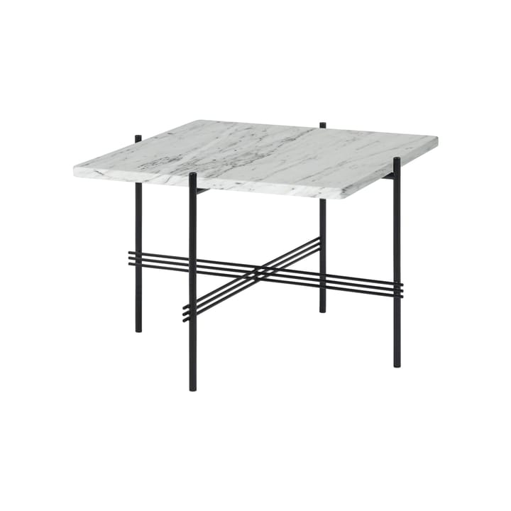 Table basse TS Square - white carrara marble, 55x55 cm, structure noire - GUBI