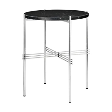 Table d’appoint en acier poli TS Ø40 - Black marquina marble - GUBI