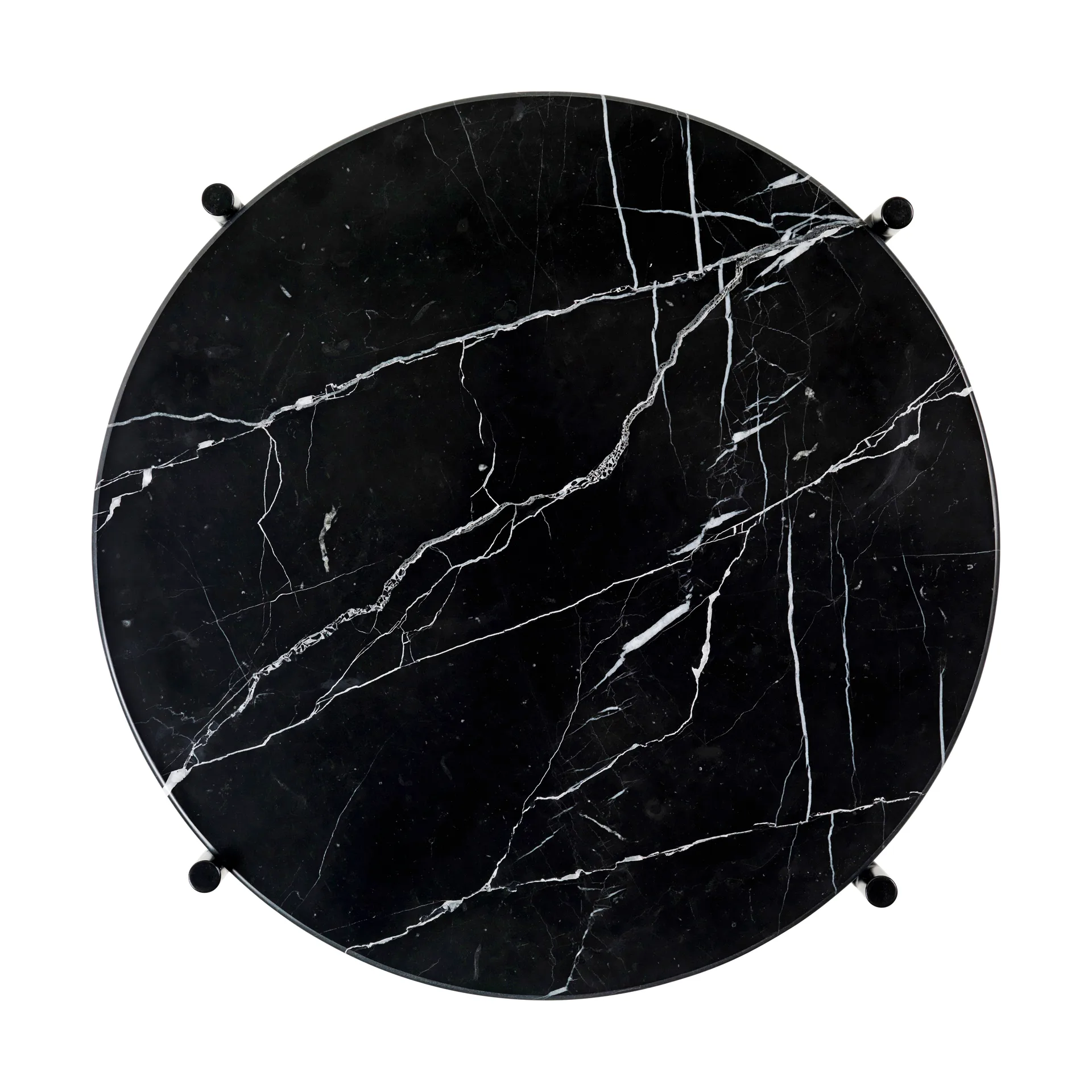 Table d’appoint en acier poli TS Ø40, Black marquina marble GUBI