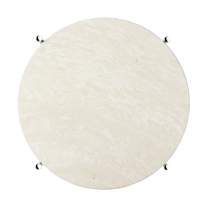 Table d’appoint en acier poli TS Ø40 - Neutral white travertine - GUBI