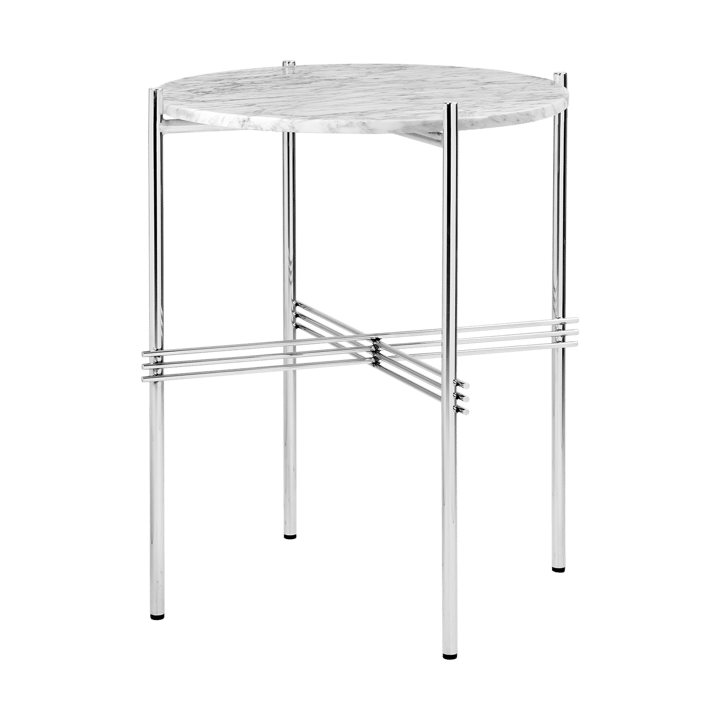 Table d’appoint en acier poli TS Ø40 - White carrara marble - GUBI
