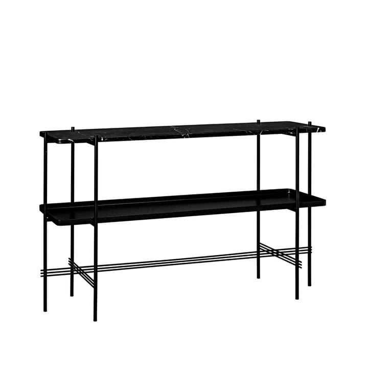 Table d’appoint TS Console 120x30x72 cm - black marquina marble, structure noire, avec plateau - GUBI