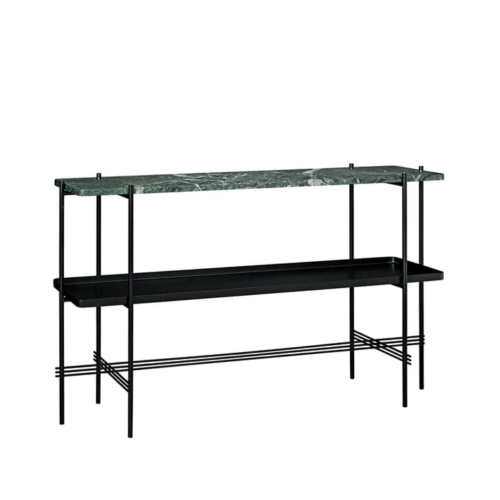 Table d’appoint TS Console 120x30x72 cm - green guatemala marble, structure noire, avec plateau - GUBI