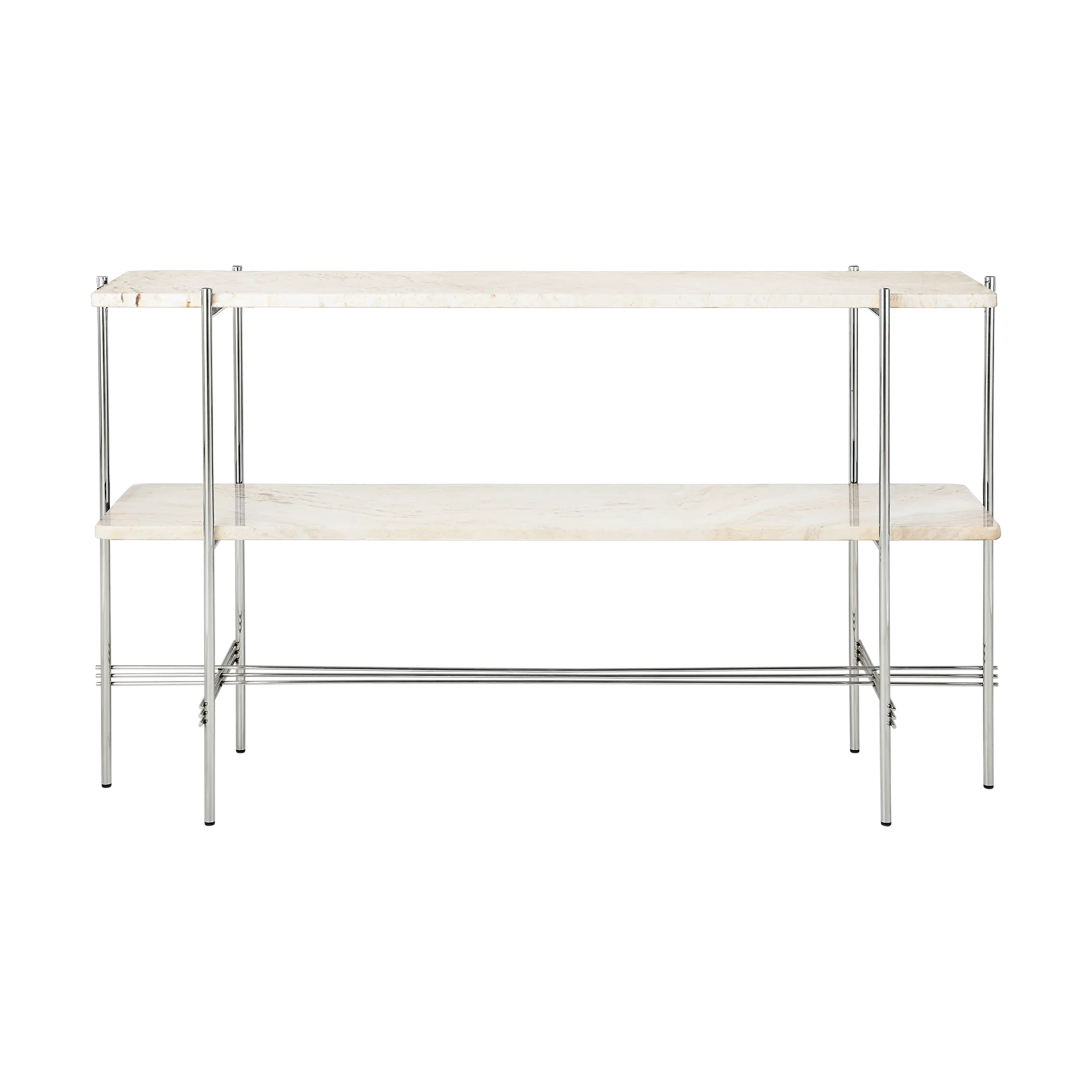 Table d’appoint TS Console 120x30x72 cm, Neutral white travertine-acier GUBI