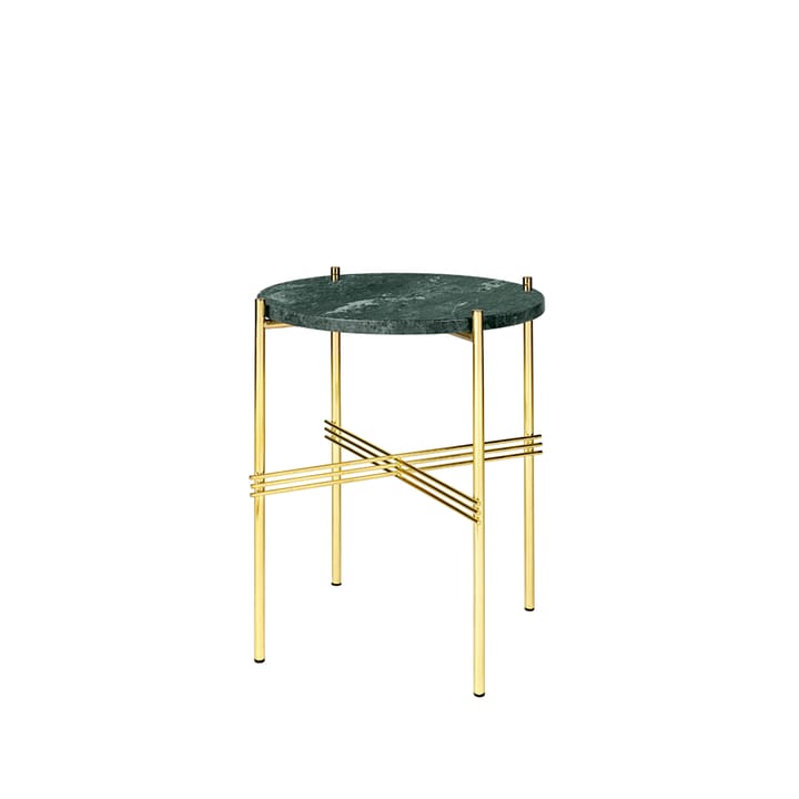 Table d'appoint TS Round - green guatemala marble, ø40, structure en laiton - GUBI