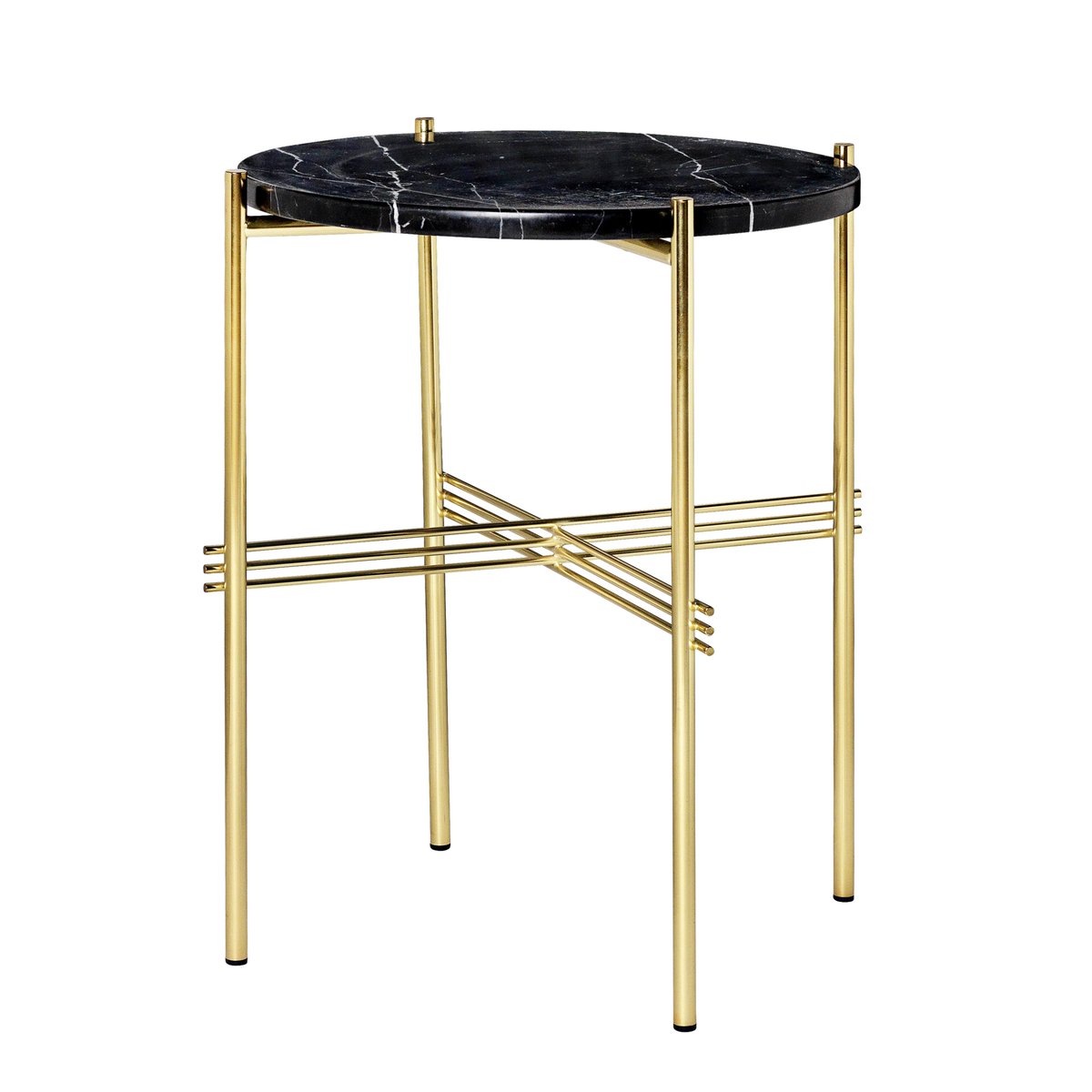 GUBI Table TS pieds en laiton o40 cm marbre noir | Design Scandinave | Tables d'appoint | Noir