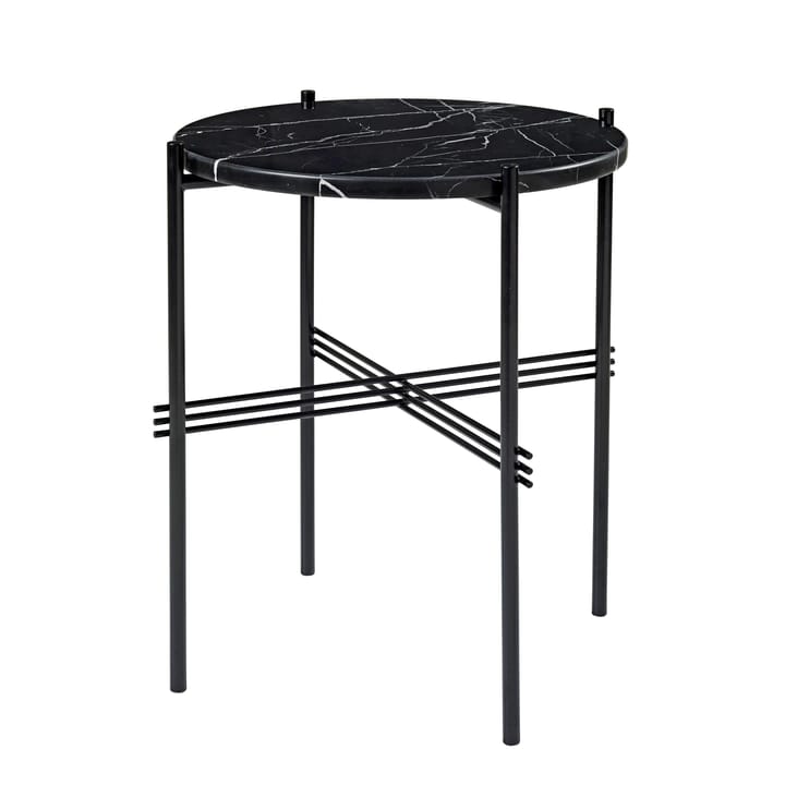 Table TS pieds noirs Ø40 cm - marbre noir - GUBI