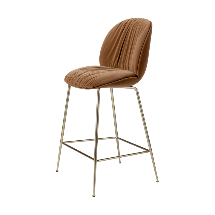 Tabouret de bar 65 cm Beetle Soft, entièrement recouvert - Tabouret Reales Gubi 001, dossier noir, chrome - GUBI