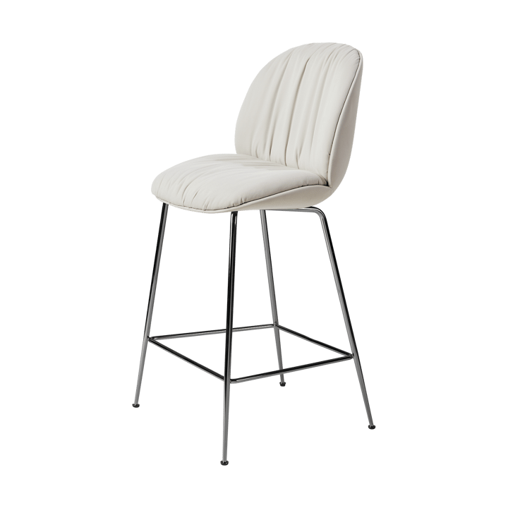 Tabouret de bar 65 cm Beetle Soft, entièrement recouvert - Tabouret Sunday Dedar 112, dossier noir, laiton antique - GUBI