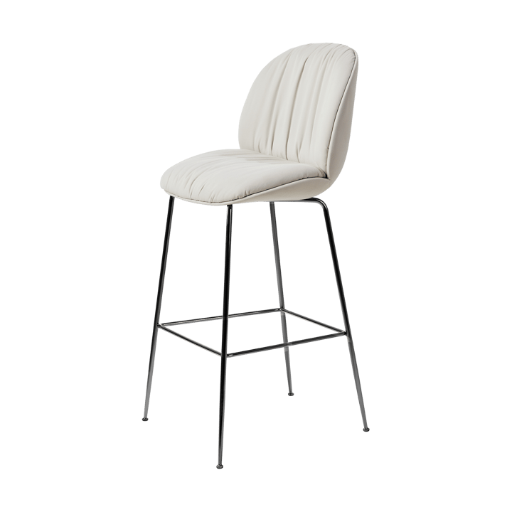 Tabouret de bar 75 cm Beetle Soft, entièrement recouvert - Tabouret Reales Gubi 001, dossier noir, chrome - GUBI
