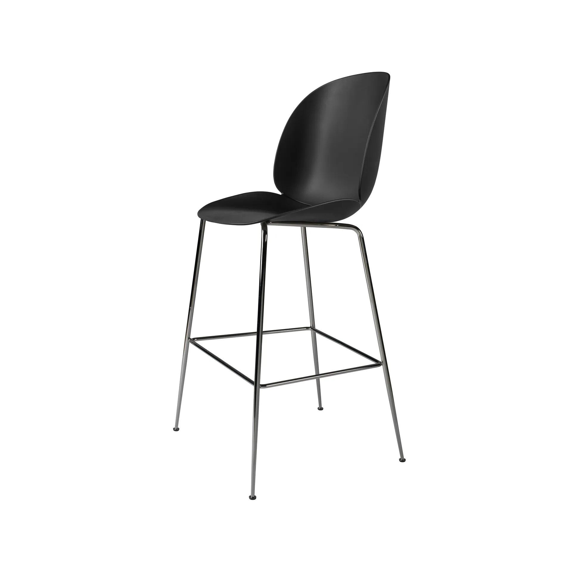 Tabouret de bar Beetle haut, black, structure en acier chromé noir GUBI