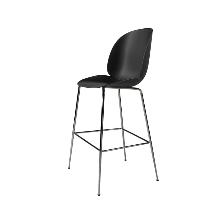 Tabouret de bar Beetle haut - black, structure en acier chromé noir - GUBI