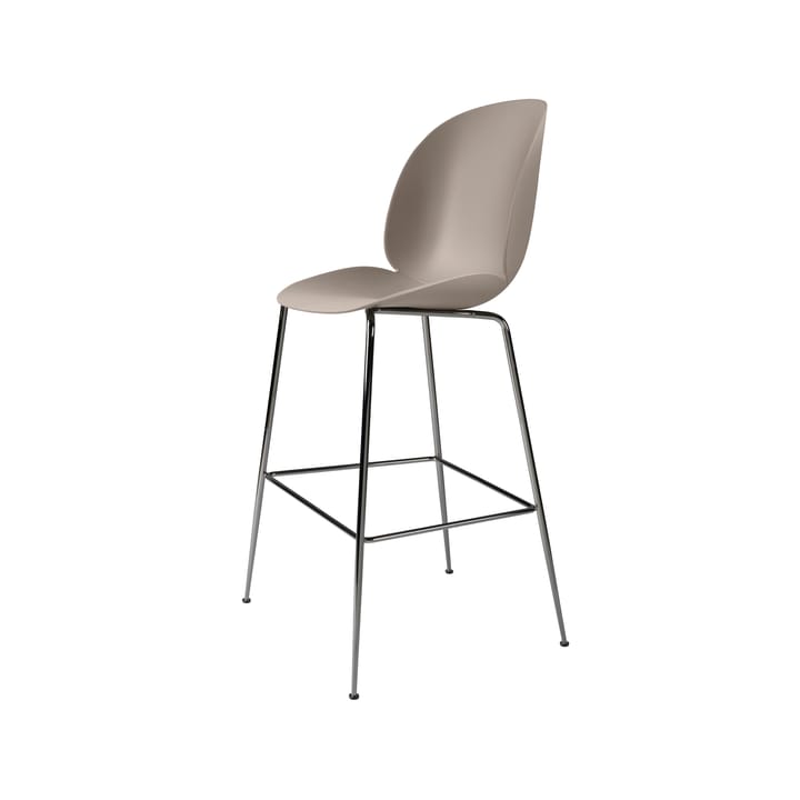 Tabouret de bar Beetle haut - new beige, structure en acier chromé noir - GUBI