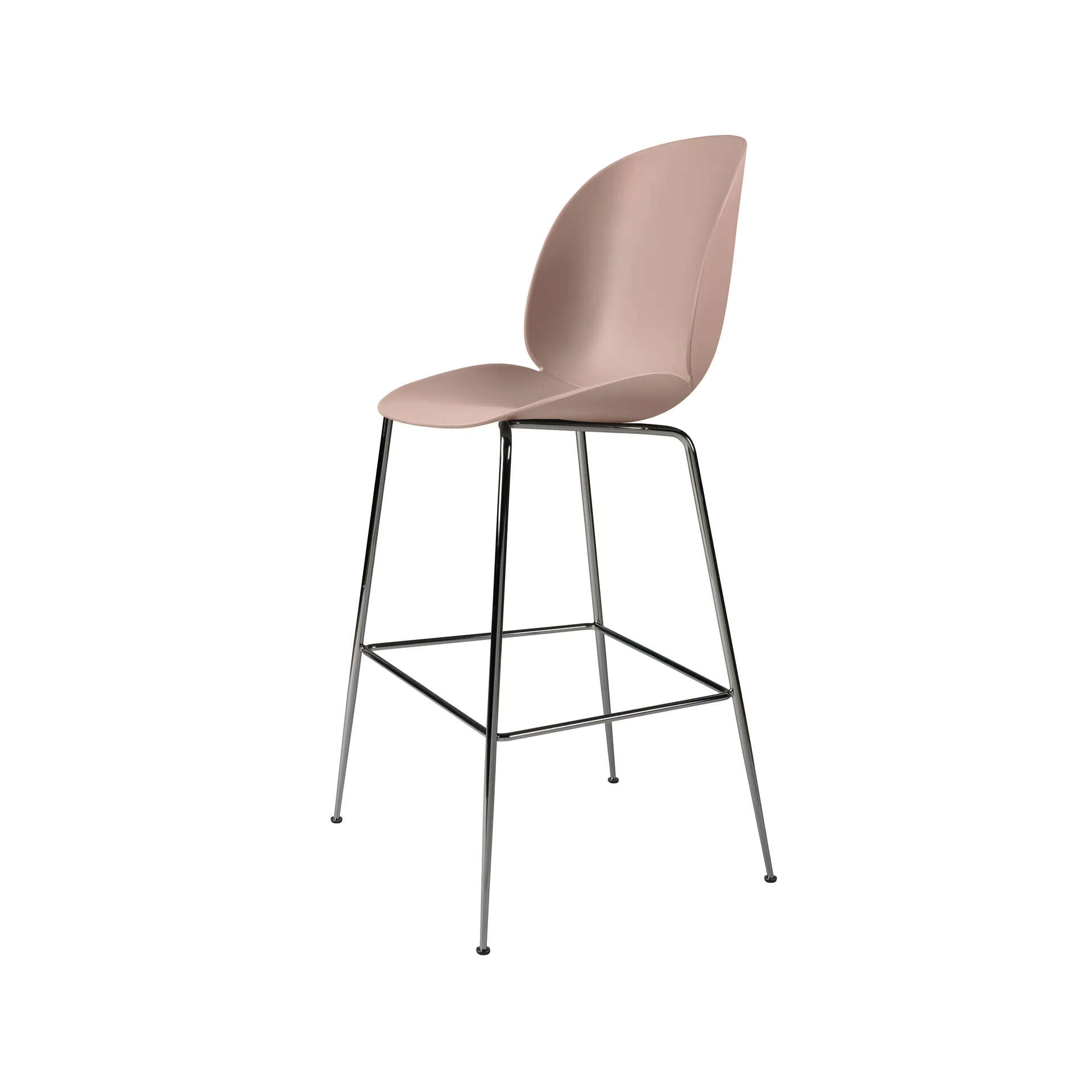 Tabouret de bar Beetle haut, sweet pink, structure en acier chromé noir GUBI