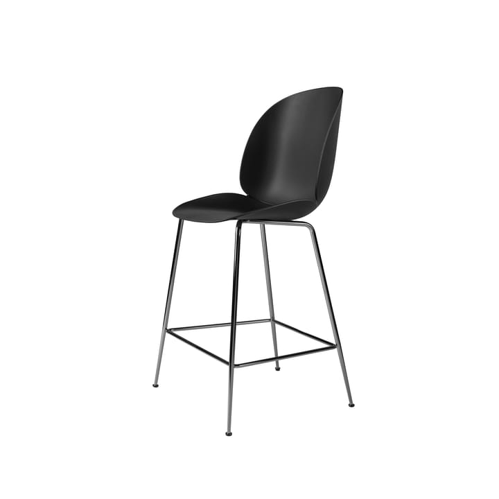 Tabouret de bar Gubi 3D bas - black, structure en acier chromé noir - GUBI