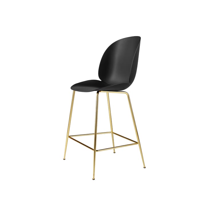 Tabouret de bar Gubi 3D bas - black, structure en laiton - GUBI