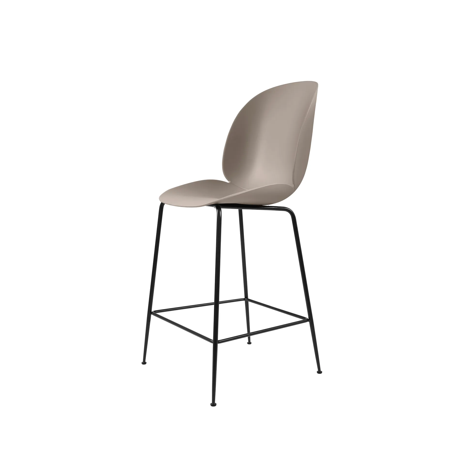 Tabouret de bar Gubi 3D bas, new beige, structure en acier noir GUBI