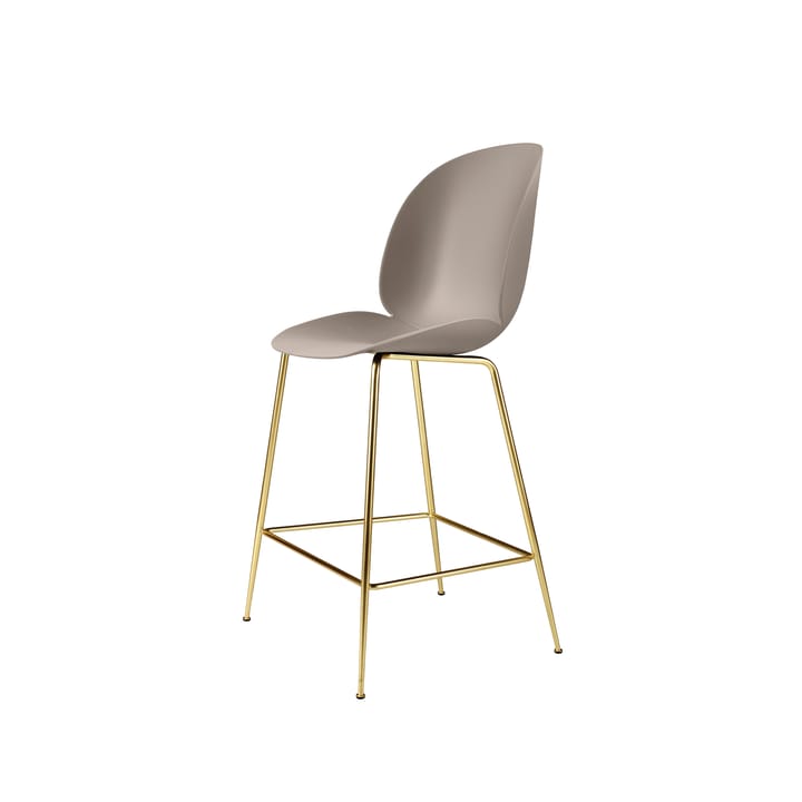 Tabouret de bar Gubi 3D bas - new beige, structure en laiton - GUBI