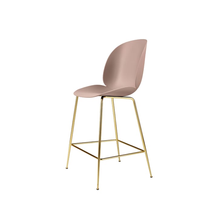 Tabouret de bar Gubi 3D bas - sweet pink, structure en laiton - GUBI