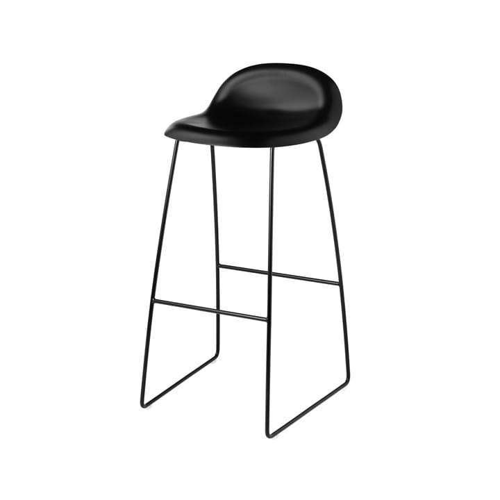 Tabouret de bar Gubi 3D haut - black, pieds luge en acier noir - GUBI