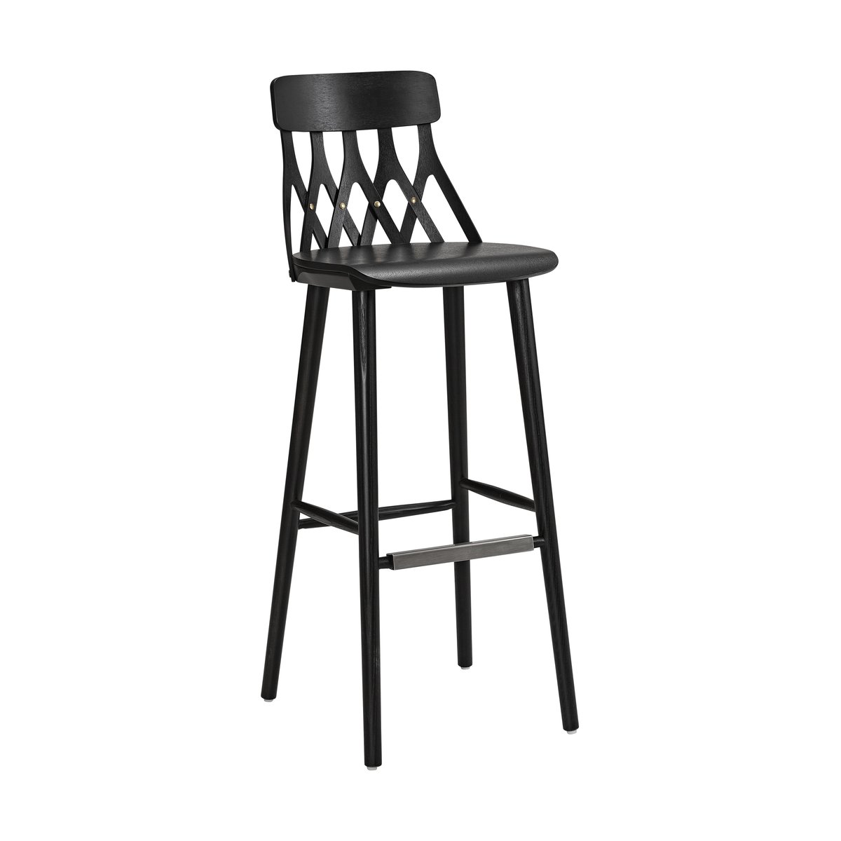 Hans K Chaise de bar Y5 78 cm Frêne lasuré noir | Design Scandinave | Tabourets de bar | Noir