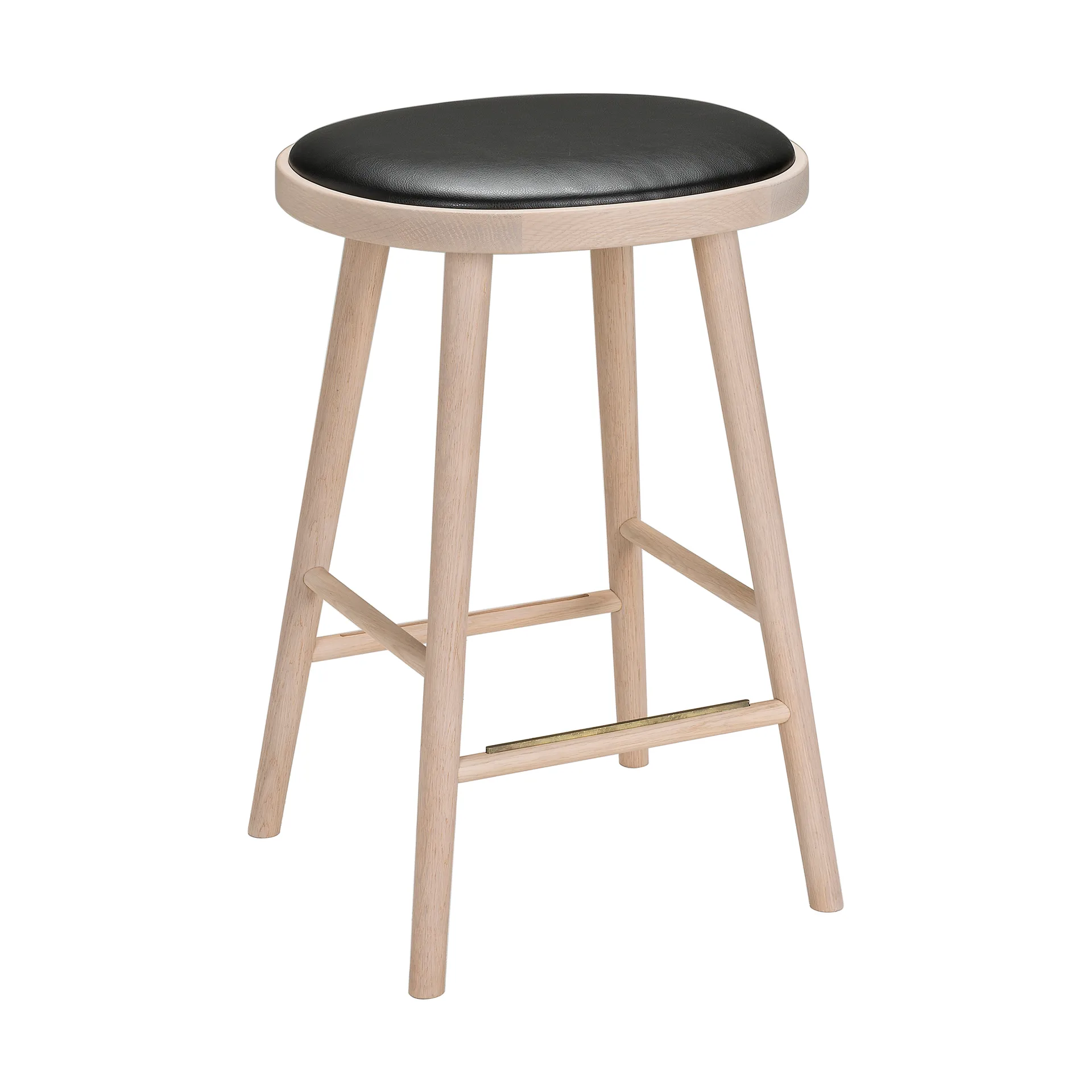Tabouret de bar Colibri 63 cm, Chêne lasuré blond-coussin noir Hans K