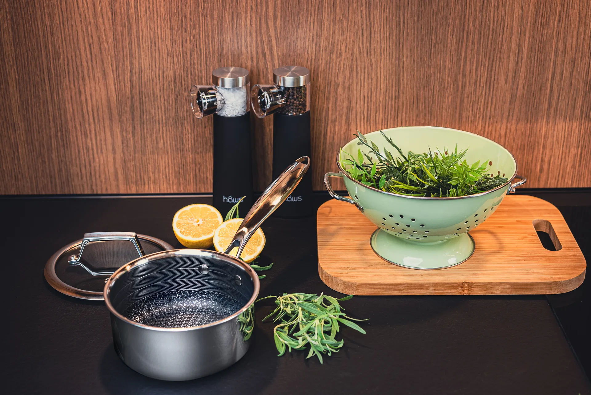 Casserole Hâws Santo hybrid coating avec couvercle 1,5 L, Acier inoxydable Hâws